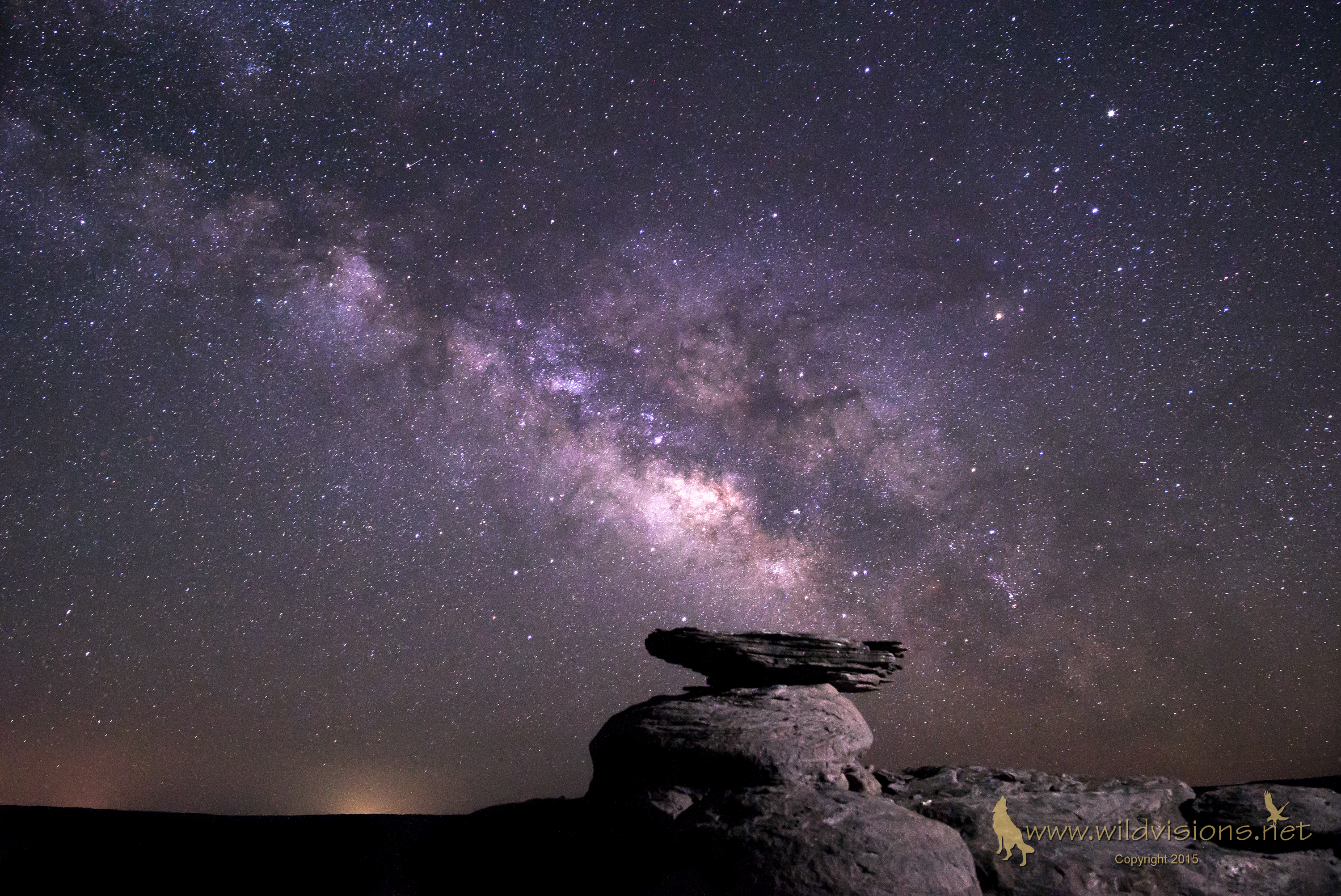 The Milky Way at night of Flying Saucer Rock in Snowflake Arizona