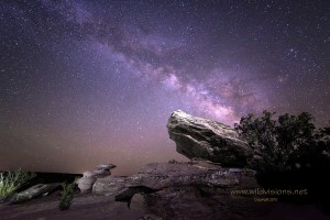 The Milky Way at night over rock in Snowflake, AZ